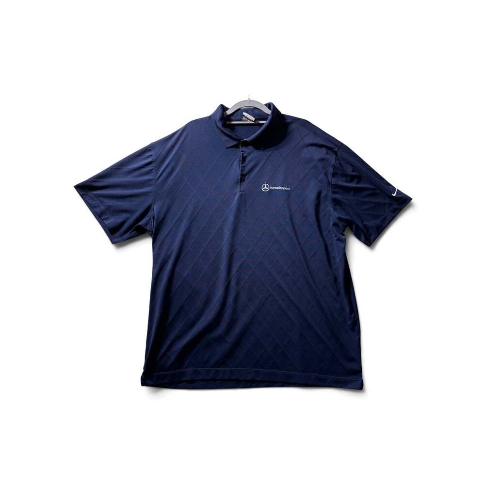 Vintage Mercedes Benz embroidered Logo Polo Shirt Casual Blue Large